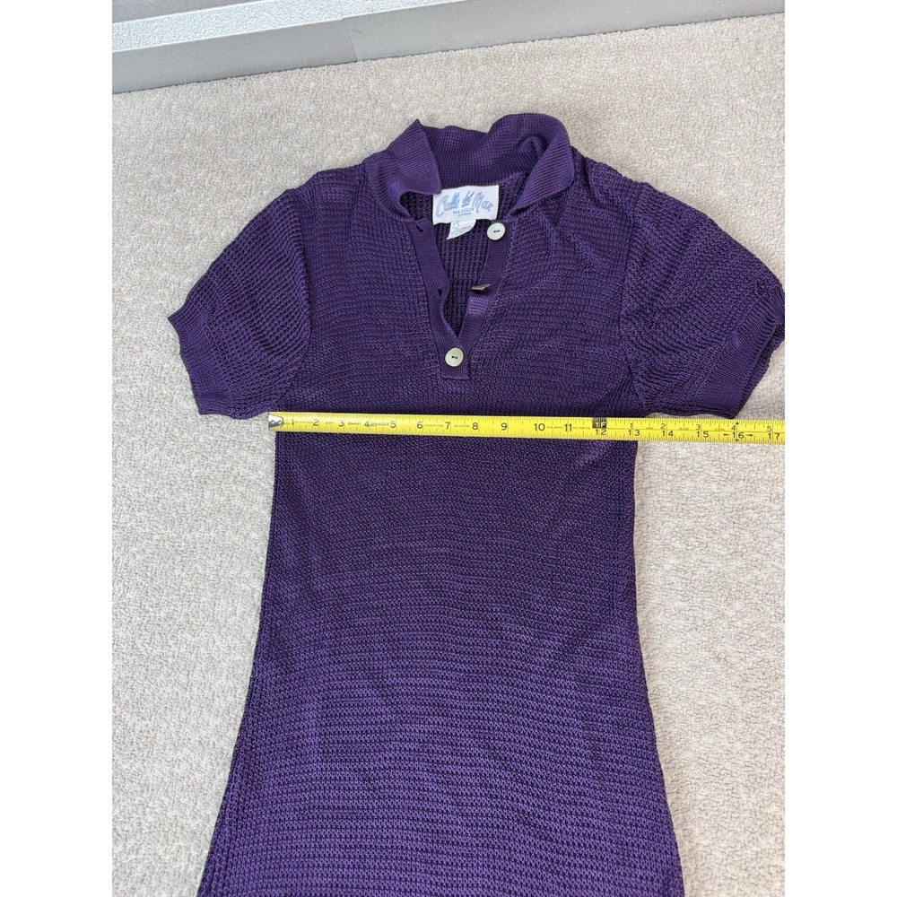 Calle‎ Del Mar Women's Purple Short Sleeve Knit Polo Dress Size Medium - Picture 10 of 11